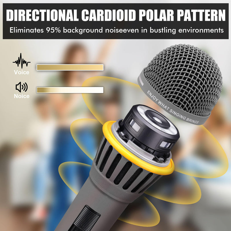 [AUSTRALIA] - Dynamic Microphone - Vocal Microphone for Singing - Handheld Wired Microphones with 16ft XLR to 1/4" Audio Cable - Mic for Speaker, Mixer, Amplifier & Karaoke Machine (Matte Grey) Matte Grey 