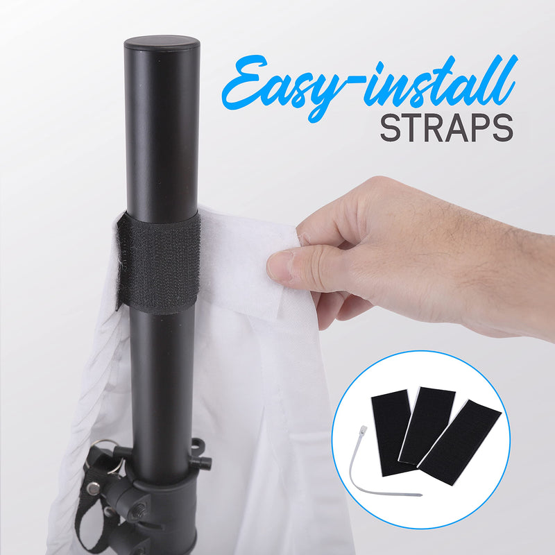 Universal Tripod Scrim-Double Sided DJ Speaker/Light Skirt Cover w/Velcro Straps, Bag, Made from Stretchable Lycra Spandex, Fit Stands Up to 75” x 43 PSCRIMW2 (White) White 2-Sided