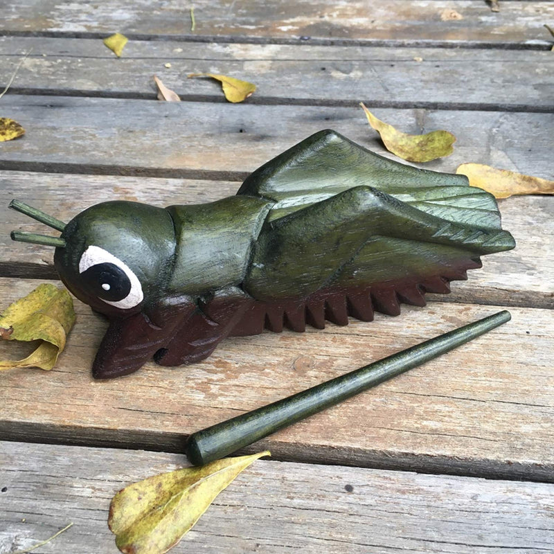 Wooden Percussion Frog, Cricket and Owl Set 3 Musical Instrument Products From Thailand Home Office Decoration Nice Gift (Small) Small