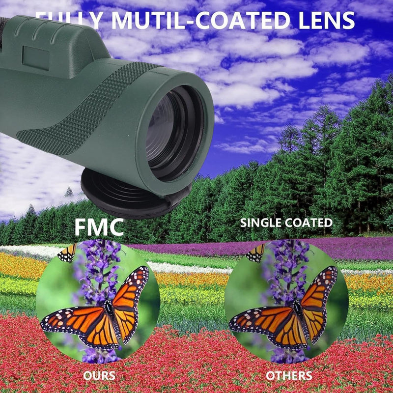1set 80X100 Power Single Barrel Birdwatching Telescope High Definition Adults High Powered with Smartphone Adapter,15.3 * 7 Cm (Green) Green