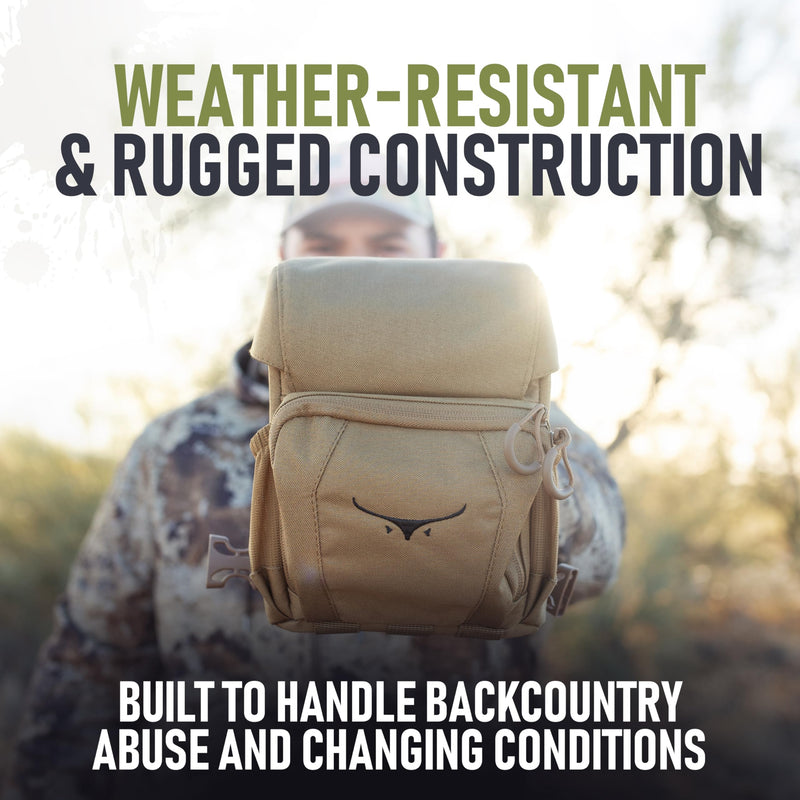 [AUSTRALIA] - Binocular Harness Chest Pack - Lightweight Hunting Chest Rig with Rangefinder Pouch, MOLLE System Bino Harness for Bow Hunting, Tactical Chest Pack for Men, Veteran Owned Gear, Coyote 