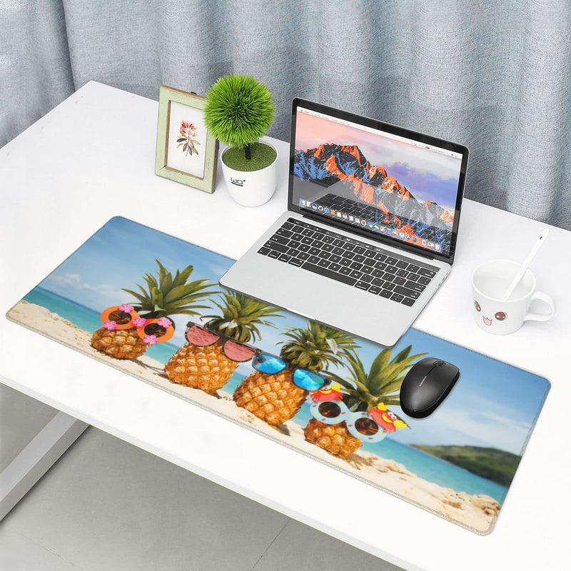 Pineapple Mouse Pad Stitched Edge XL Large Mousepad 31.5" X 12" Rubber Base Non Slip Desk Mat for Laptop Pc Computer Gaming Pineapple