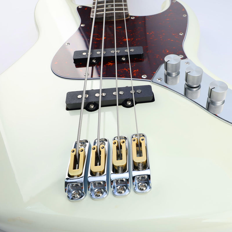 Chrome Single String Bass Guitar Bridge with Brass Saddle Individual Fixed Bridge for 4 String Electric Bass Replacement Parts 4 piece Chrome
