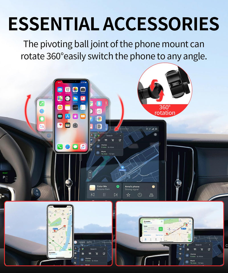 Car Phone Holder for Volvo XC60/XC90 2025 2026 11.2" Screen Magsafe Mount | Magnetic Accessories Cell Phone Mount Clip Compatible with iPhone, 3D fit Stable Dashboard Navigation Bracket Cradle Stand