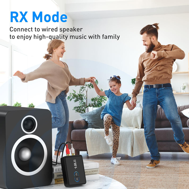 1Mii RCA Bluetooth 5.3 Adapter for TV, 3.5mm AUX Bluetooth Transmitter Receiver for 2 AirPods or Headphones, Home Stereo, Speakers, Projector, Treadmills, PC, with Volume Control, aptX Low Latency