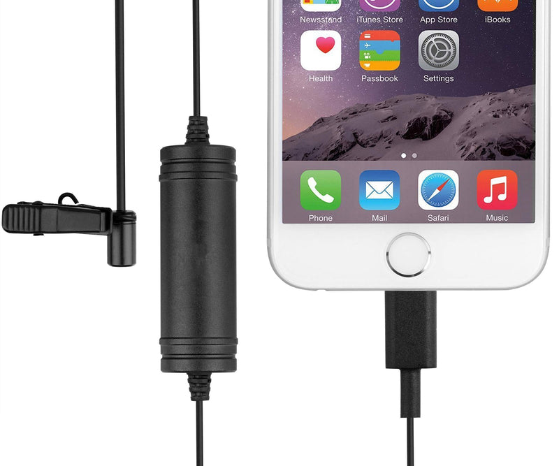 Vidpro XM-LT Lavalier Microphone for Apple iOS Devices fits iPad and iPhone. Omni-Directional Audio Pickup Pattern. Includes 20 Foot Audio Cable with Lapel Clip and Foam Windscreen