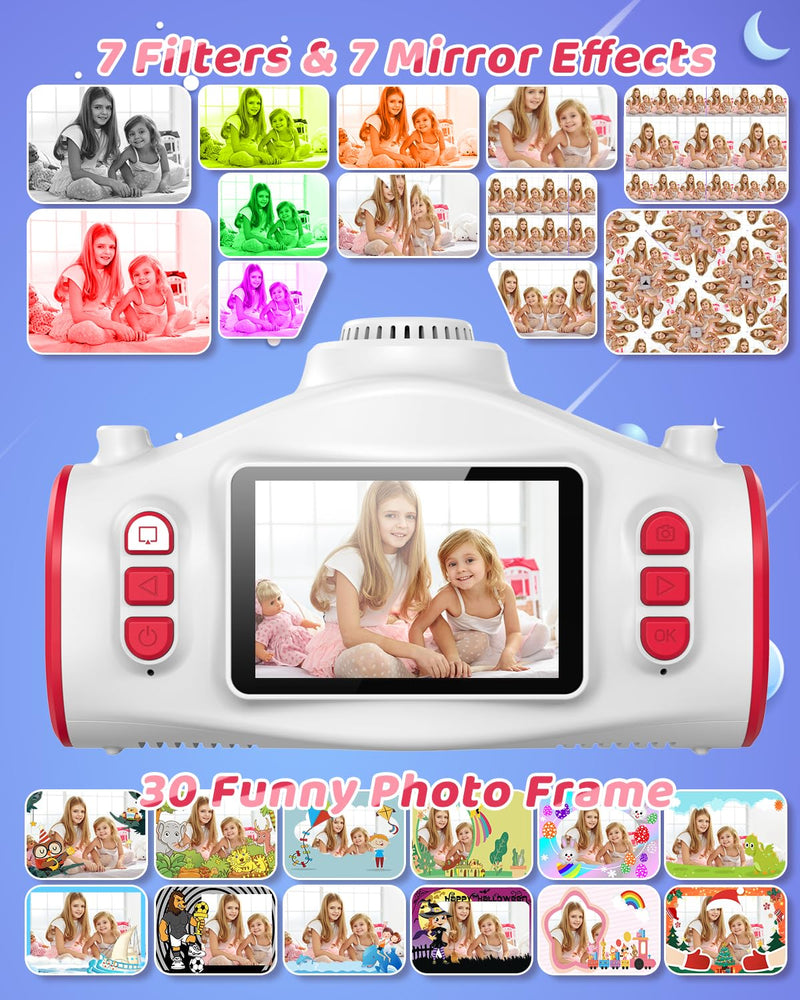 [AUSTRALIA] - Kids Camera, Camera for Kids with Projector, Offers Projection, 48MP Photography, 1080p Video Recording, Kids Digital Camera Christmas Birthday Gifts for Boys Girls Age 3+ (Red) Red 