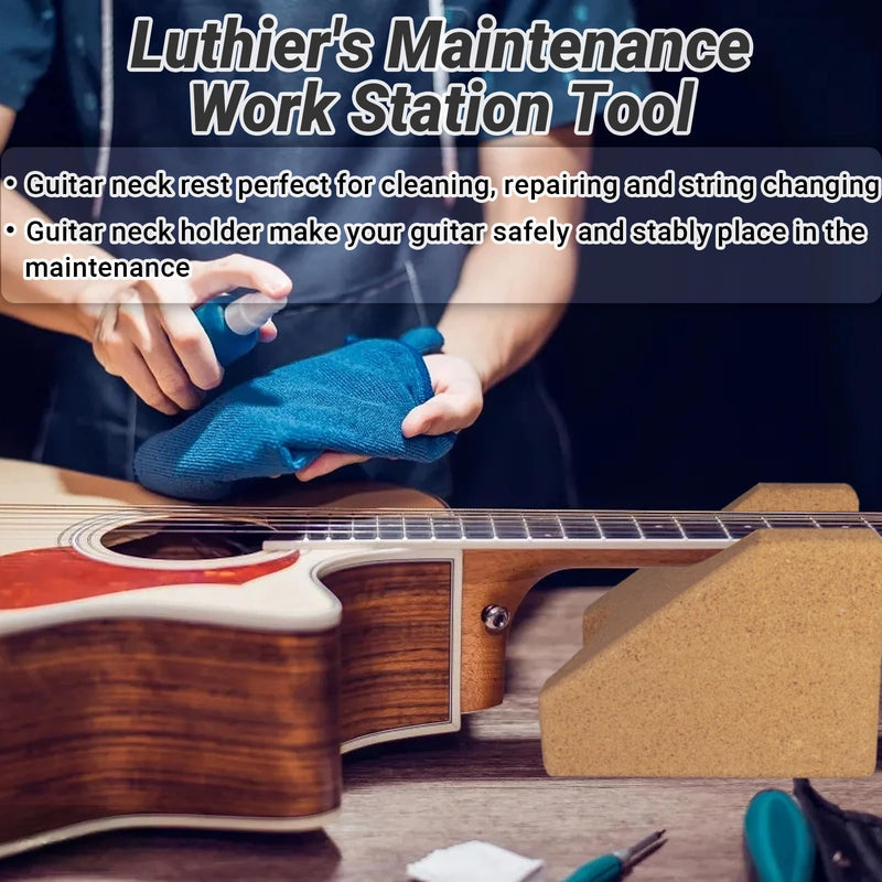 [AUSTRALIA] - Guitar Neck Rest, Natural Cork Guitar Neck Support Pillow Cradle Holder, String Instrument Luthier Tool for String Changing, Repair, Cleaning, Guitar Workstation, Guitar Accessories 