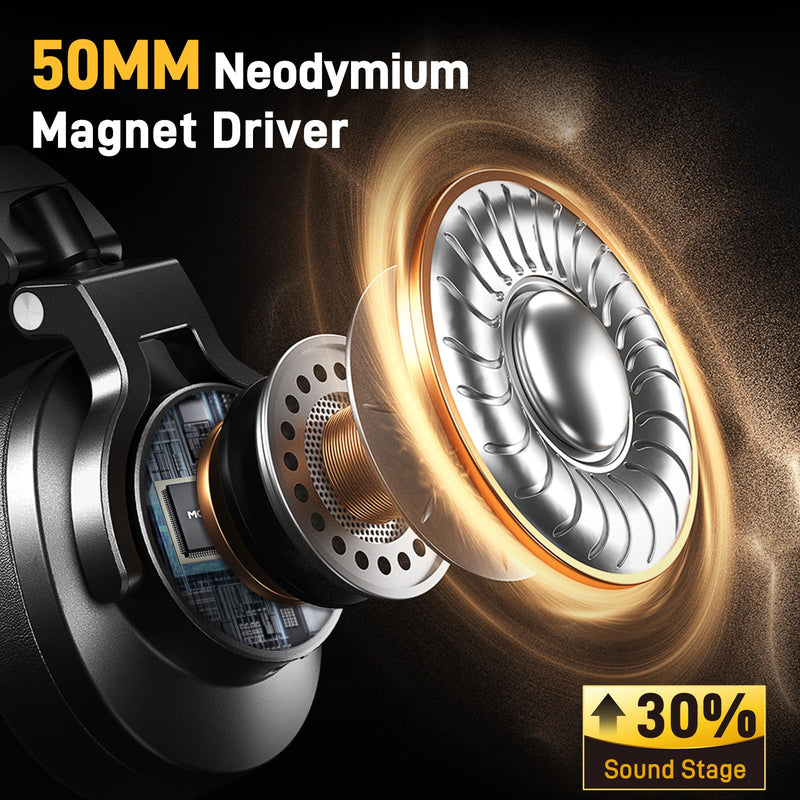 MAONO MH700 Wired Studio Headphone for Podcast Recording DJ Mixing Monitor | Professional Close Back Over Ear Stereo Headset w/ 50mm Driver & 3.5mm to 6.35mm Jack for Computer Guitar AMP Piano Keyboard Black
