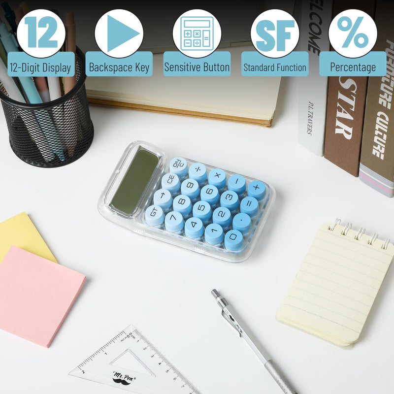 [AUSTRALIA] - Mr. Pen- Mechanical Switch Calculator, 10 Digits, Blue Calculator, Transparent Body, Large LCD Display, Big Buttons Mechanical Calculator Desktop Calculator, Cute Calculator, Aesthetic Calculator 