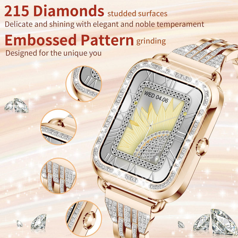 Smart Watches for Women Gold+Gold Square Smart Watch