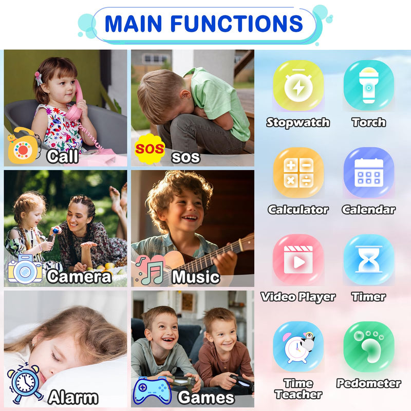 4G Kids Smartwatch Phone,Smart Cell Phone Watch for Boys Girls Ages 4-12 with Call, SOS, Parental Controls, Games, Camera, Alarm, Video, Music Smart Watch Gift (Includes SIM Card) (Dark Blue-60) Dark Blue-60
