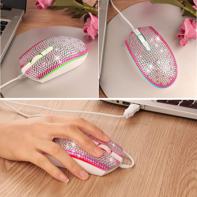 Gaming Mouse,7 Colors Backlit Optical Game Mice Ergonomic USB Wired with 1600 DPI and 6 Buttons 4 Shooting for Computer/Win/Mac/Linux/Andriod/iOS. (White&Pink) White&Pink