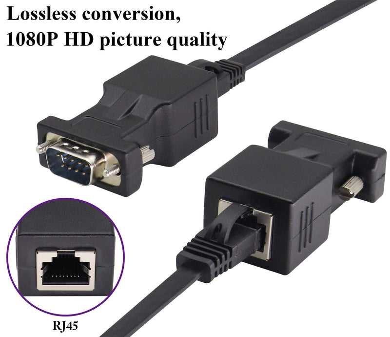 AOTOKK RJ45 to DB9 RS232 Adapter 9-Pin Serial Port RS232 Male to RJ45 Female CAT5 CAT6 Ethernet LAN Extend Converter, Network to DB9 Serial Port Coupler Extender Adapter (2 Pack-Male)