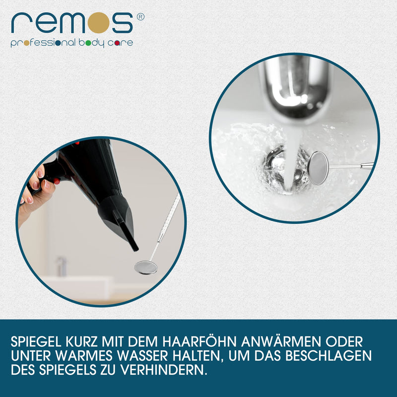 DE REMOS Mouth Mirror / Tooth Mirror with 1.5x Magnification Made of Stainless Steel Mit 1.5-fach Vergrößerung