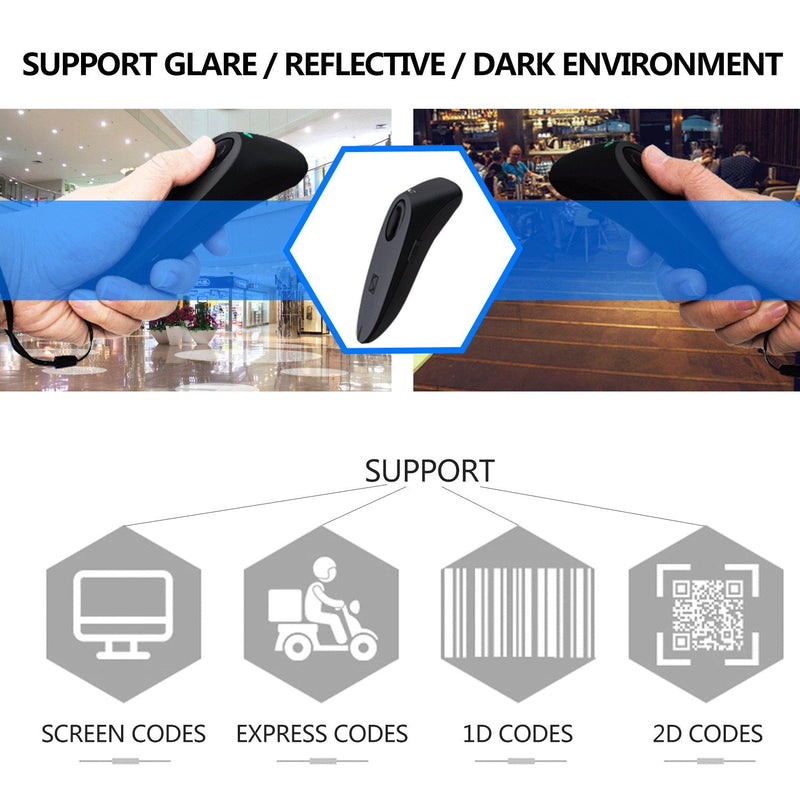 2D Bluetooth Barcode Scanner with Charging Base Dual 2.4G Wireless + Bluetooth 1D 2D Barcode Scanner QR PDF417 Data Matrix UPC Rechargeable Bar Code Scanner for Laptops/PC/Android/Apple iOS