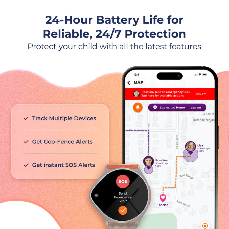 Kids Smart Watch with GPS Tracker Up to 24H Battery Work, SOS, & Parental Controls Smartwatch, Kid Phone Call and Text, Boys & Girls, 4G Smart Watch for Kids Requires Data Plan - First Month Free Watch+1M Included