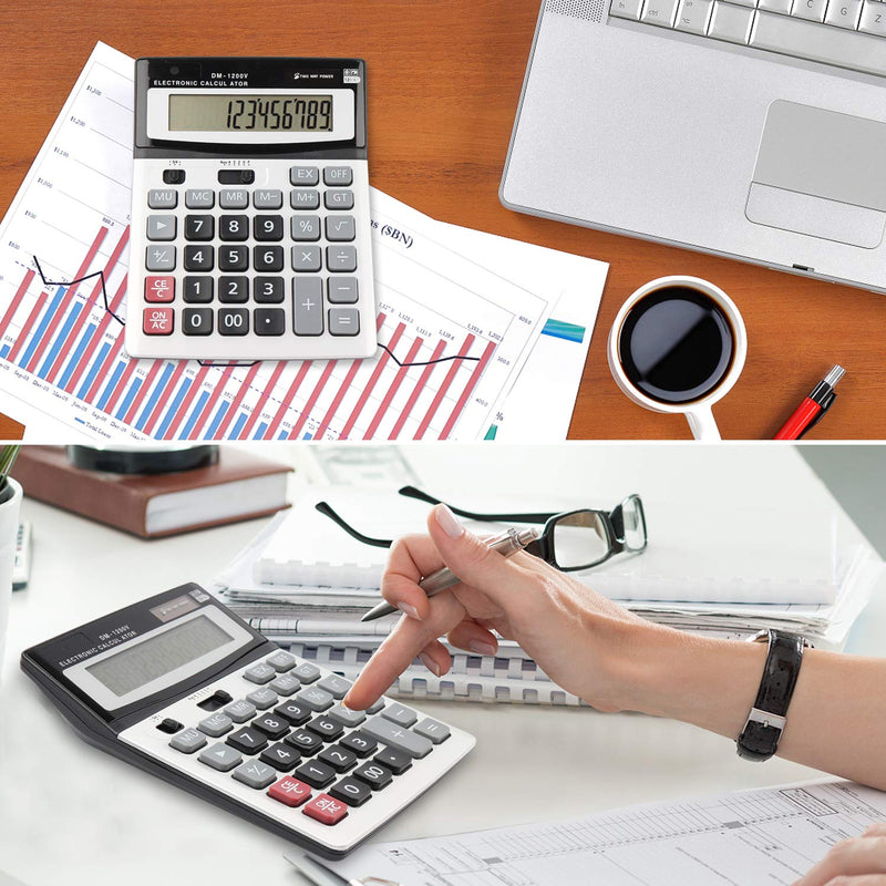 [AUSTRALIA] - Large Electronic Calculator Counter Solar & Battery Power 12 Digit Display Multi-Functional Big Button for Business Office School Calculating (1 x Calculator) Financial Calculator x 1 