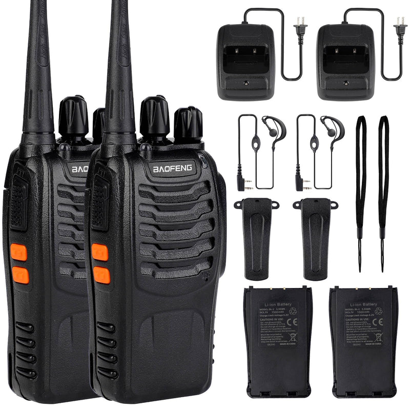 [AUSTRALIA] - Baofeng Walkie Talkies 888S Rechargeable Long Range with Earpieces for Adults, 16 Channel Professional Radio Handheld Two Way Radios Li-ion Battery and Charger Included 2pack with 2earpiece 