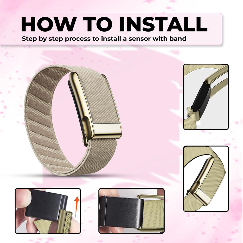 DADO For Her Women WHOOP 5.0 Bands Multi-Pack – 3 Pack Stylish Wrist Straps, Flexible All-Day Comfort with Adjustable Stainless Steel Slider – Designed for Everyday & Active Wear Rose Active