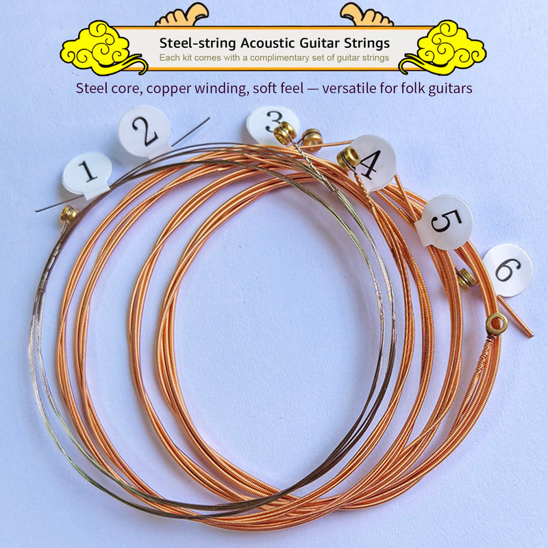 [AUSTRALIA] - Premium All-Metal Closed-Back Guitar Tuning Peg Set of 6 (3L+3R) +Red Copper Strings Bridge Pins & Nut for Acoustic Guitar, Includes Installation Tools (Round-head) Round-head 