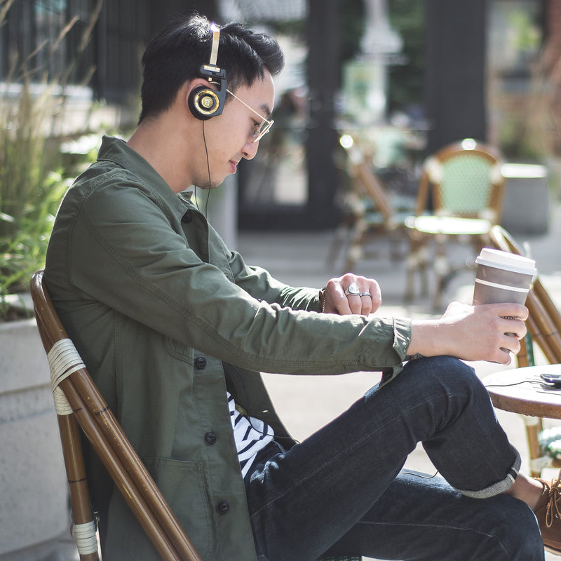 Koss Porta Pro Limited Edition Retro Style On-Ear Headphones, Black Gold | In-Line Microphone, Volume Control and Touch Remote, Includes Hard Carry Case, Wired 3.5mm Plug