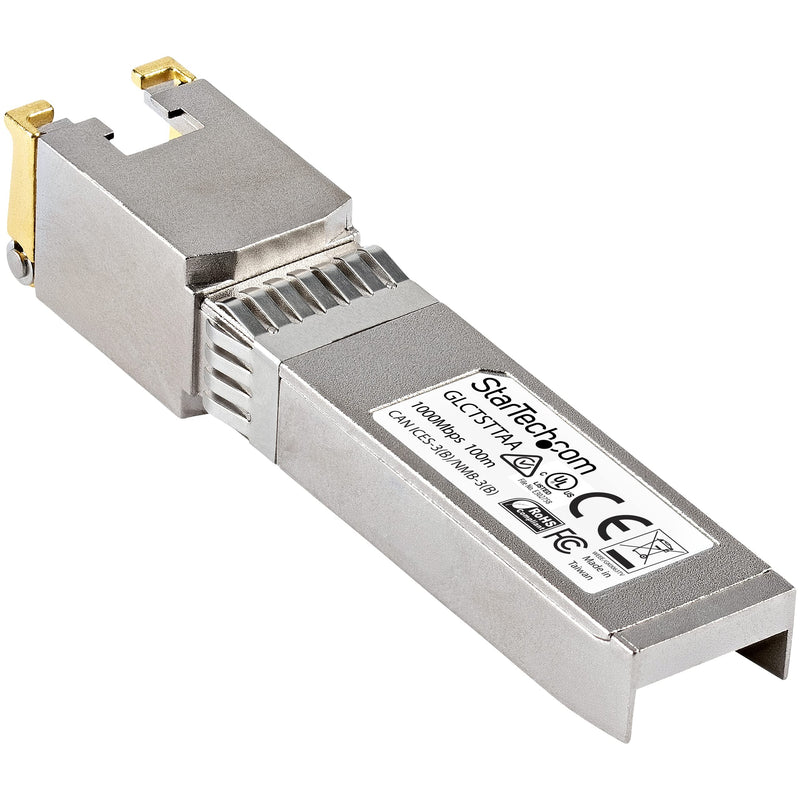 StarTech Cisco GLC-T Compatible SFP Module, 1000BASE-T, TAA (GLCTSTTAA) | 1GE Gigabit Ethernet SFP, SFP to RJ45 Cat6/Cat5e, RJ-45 100m, Cisco Firepower, ASR920, IE2000 GLC-T (TAA) Single