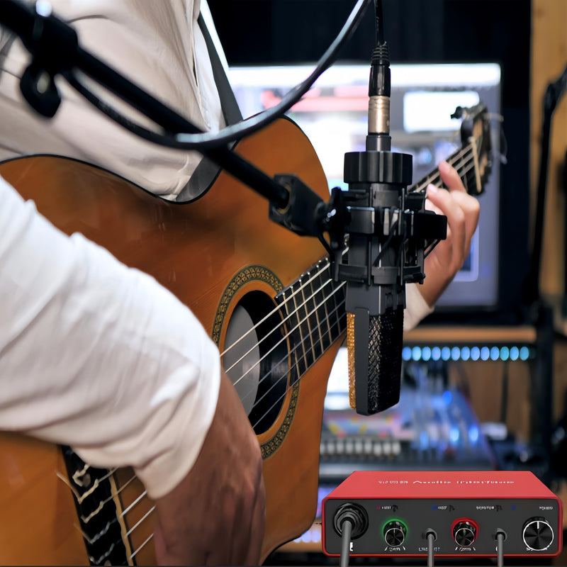 USB Audio Interface for PC, 48V Phantom Power Audio Interface for Computer Recording Music, Podcasting, and Streaming, 24-Bit/192kHz, XLR & 1/4” Combo Connectors, LINE/INST Input