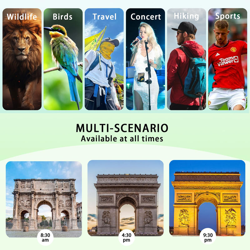 10x25 Binoculars for Kids and Adults, Large View Compact Binoculars and Low Light Vision, Easy Focus Small Binoculars for Bird Watching Outdoor Hiking Sightseeing Concert Hunting Travel (green) green