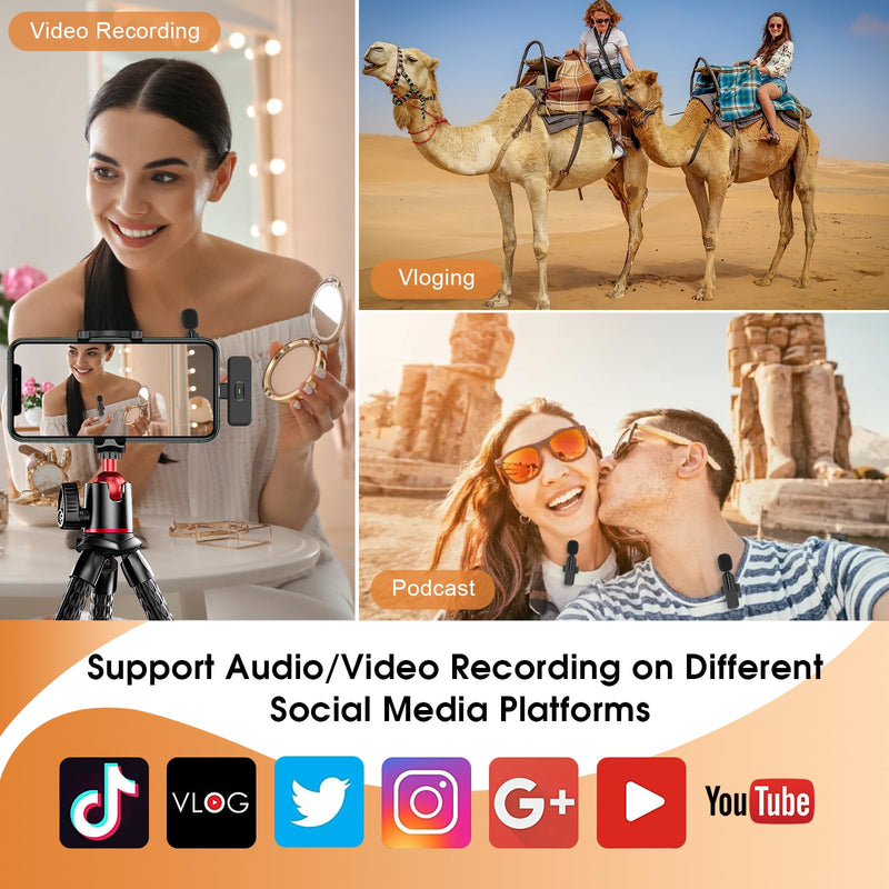 MAYBESTA Wireless Lavalier Microphone for iPhone, iPad, Android - Bluetooth Lapel Phone Mic for Video Recording - Mini Clip on Microphones for YouTube Podcast Interview
