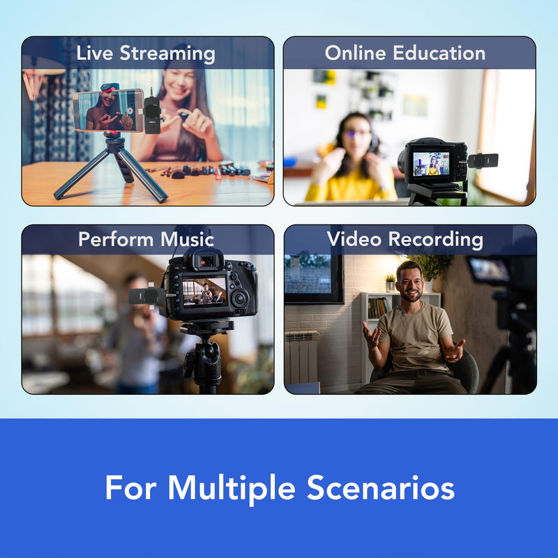 [AUSTRALIA] - RGBlink Wireless Lavalier Microphone 3 in 1 Mini Microphone Lapel Mic, Plug & Play Compatible with Android, DSLR Camera and Laptop Recording, Live Streaming, YouTube, TikTok, Interview 3-in-1 Microphone 