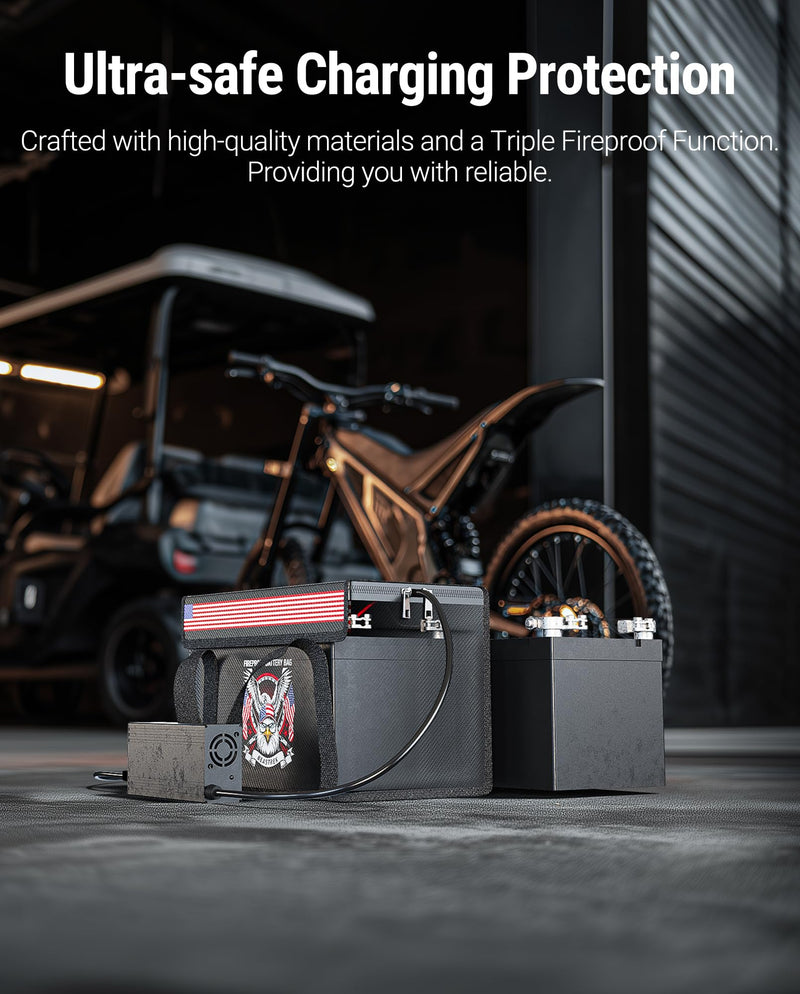 [AUSTRALIA] - 100AH LiFePO4 Lithium Battery Fireproof Bag,Large Capacity Explosion-proof Lipo Battery Safe Bag for Charging and Storage,Compatible with LiTime and LiPULS(14 * 9.4 * 7.8in) 14*9.4*7.8in 