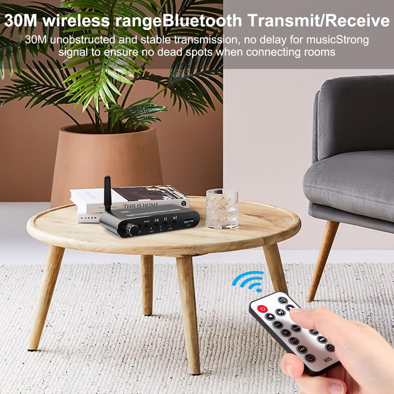 Digital to Analog Audio Converter with Bluetooth 5.1 Receiver，Digital Optical to 3.5 mm DAC Wireless Adaptor, Coax to Analog L/R RCA 3.5 mm for TV, Gaming, CD Player, MP3 Digital to analog-1 Digital to analog Audio Converter with Bluetooth