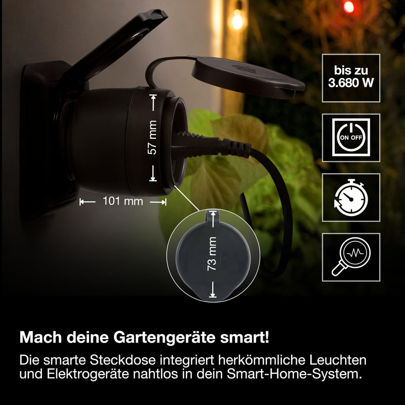 LEDVANCE SMART+ ZigBee Outdoor Plug, Compact Outdoor Socket with Energy Consumption Control, Makes Conventional Devices Smart, Controllable via Alexa, Google Home and Other Zigbee Gateways, Pack of 1 black 1er-Pack For outdoor use