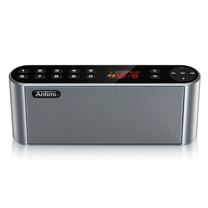 Antimi Bluetooth/FM Radio/MP3 Player Portable Wireless Speaker (Black) Silver black