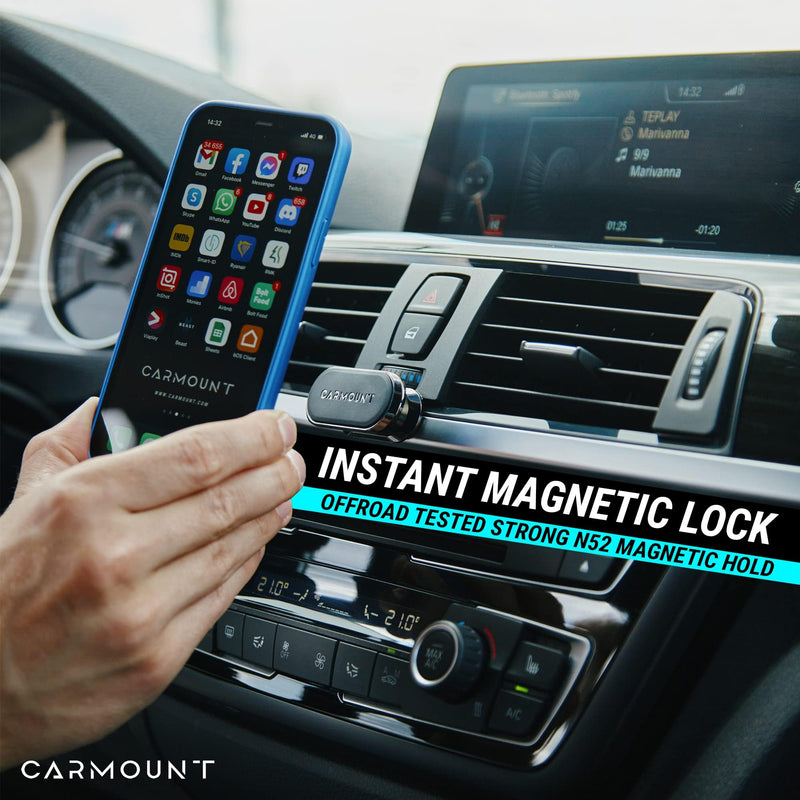 CARMOUNT F1 Dashboard Car Mount (2-Pack) | Magnetic Phone Holder for Car, Ultra Strong 8X N52 Magnets, 360° Rotation, Universal Dash Mount for All Phones and Tablets | Car Mount Magnet for iPad 2 pack
