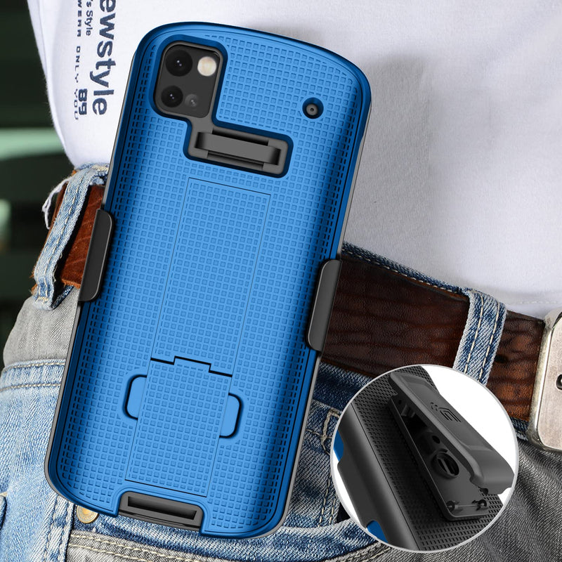 [AUSTRALIA] - Case with Clip for Zebra TC53 TC58 Mobile Computer Scanner, Nakedcellphone Slim Hard Shell Cover with Kickstand and [Rotating/Ratchet] Belt Hip Holster Combo - Cobalt Blue 