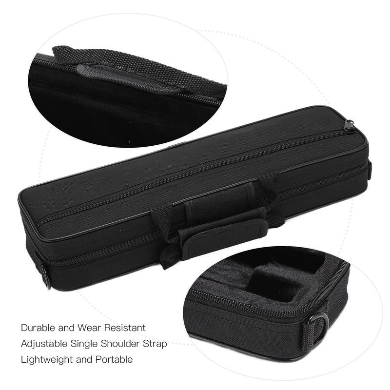 Flute Case, Black Oxford Cloth 16 Holes Flute Cover, Double Zipper Design Universal Cloth Box Waterproof Flute Storage Bag, 39.5 X 12 X 7cm