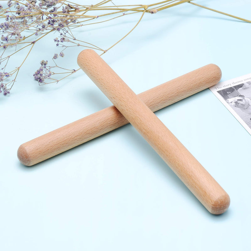 MIHEY 8 Inch Classical Wood Claves Musical Percussion Instrument, Natural Hardwood Rhythm Sticks with a Carry Bag
