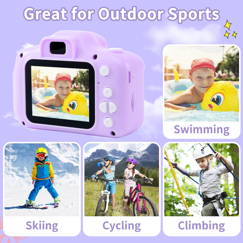 Kids Camera Waterproof Underwater Camera for 3-12 Year Old Boys Girls 2 Inch IPS Screen 1080P HD Digital Kids Video Camera Indoor Outdoor Action Cameras Best Christmas Birthday Gifts Purple