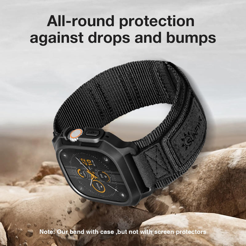 Bundle of the Rugged Nylon Velcro Apple Watch Ultra Band 49mm (BlackTags/Grey)