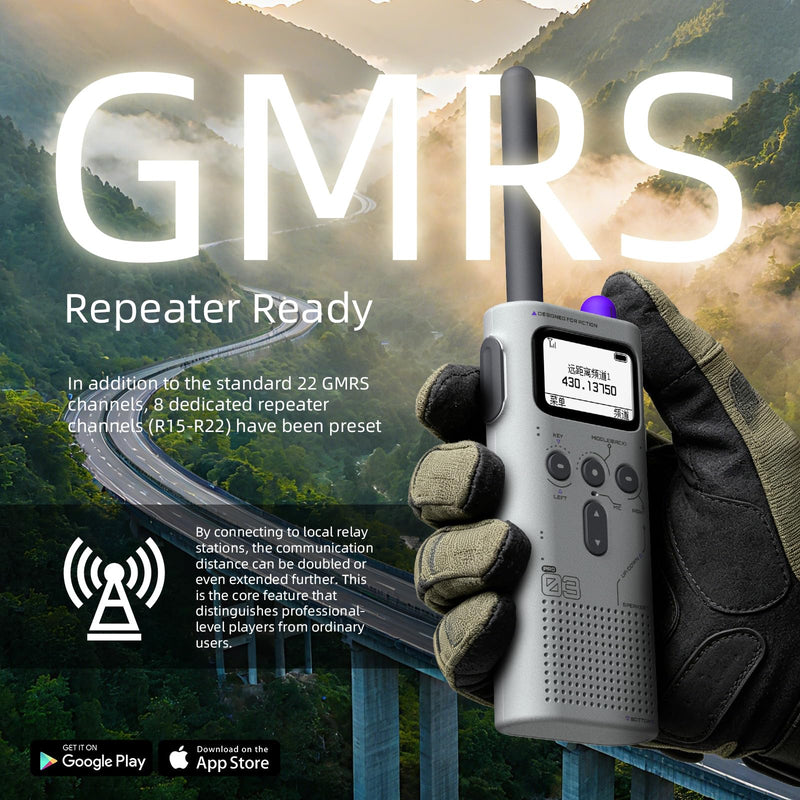 BEEBEST 3 Pro 5W GMRS Handheld Radio, Mecha Gray, 1 Pack | Bluetooth App Programming, 3000mAh Removable Battery, Repeater Capable, Dual Watch, 1.6-Inch LCD, USB-C Charging 1-pack