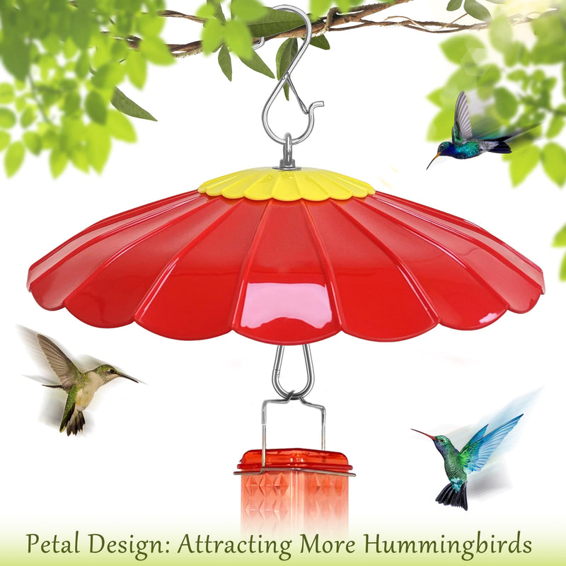 13.5-Inch Hummingbird Feeder Shade Dome Cover,Bird Feeder Rain Cover & Squirrel Shield, Weather Guard with Hanging Bird Feeders,Squirrel Proof for Shepherd's Hook Outdoors(Red) 2 Pack 13'' / 2PCS Red