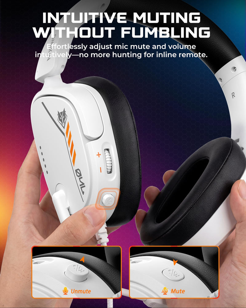 [AUSTRALIA] - NUBWO HG04L Gaming Headset for PS5/PS4, Xbox Series X|S/Xbox One, Switch – 250g Lightweight, Clear Unidirectional Mic, Soft Memory Earmuffs, 3.5mm Jack for Gaming & Work White 