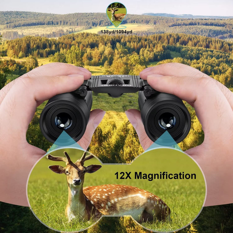 12X25 Mini Pocket Binoculars for Adults Kids, Small Compact Binoculars for Bird Watching, Opera Concert 12X25-Black
