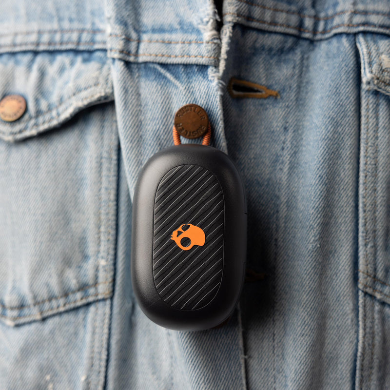 Skullcandy Push Play Active Wireless Earbuds - True Black/Orange | In-Ear Hanger, Bluetooth, Noise Isolating 58 Hours Battery, Sweat and Water Resistant, Microphone, Running Outdoors, Exercise One Size