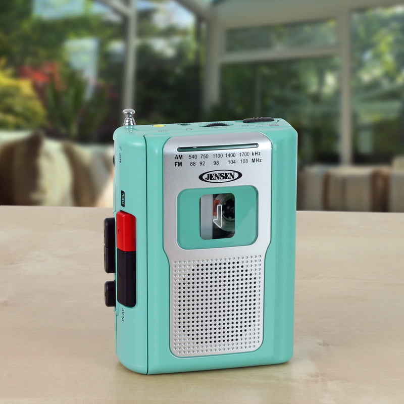 Jensen CR-100 Retro Portable AM/FM Radio Personal Cassette Player Compact Lightweight Design Stereo AM/FM Radio Cassette Player/Recorder & Built in Speaker (Teal Limited Edition) Teal