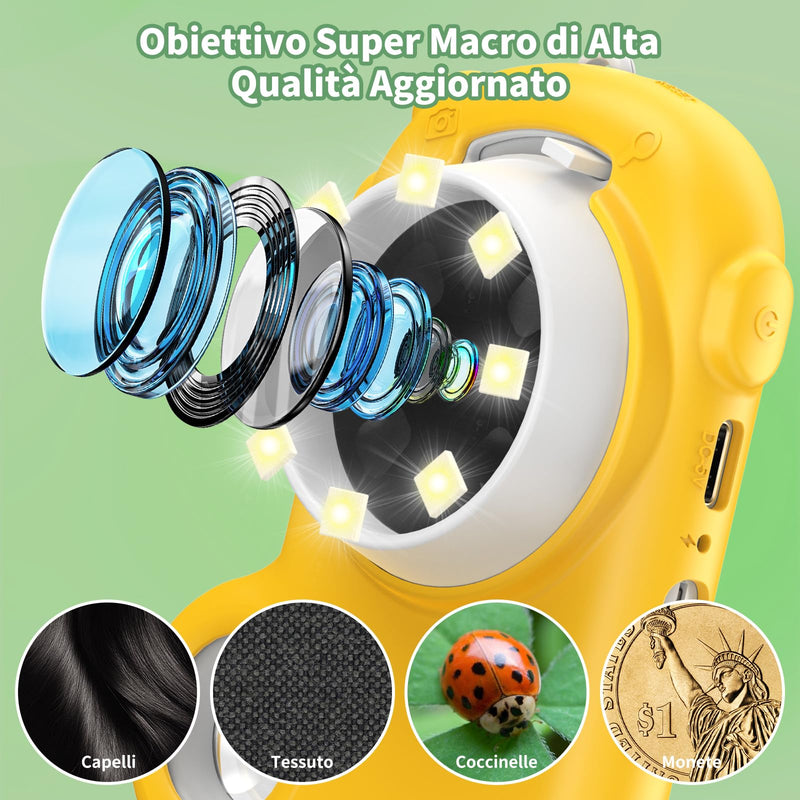 [AUSTRALIA] - 2 in 1 Microscope for Kids & Video Camera, Deepoter 1000X Digital Microscope with 2.0" Screen, Portable Handheld Kids Camera Toys, STEM Educational Science Kit Gifts for 3-12 Age Years Old Boys Girls 