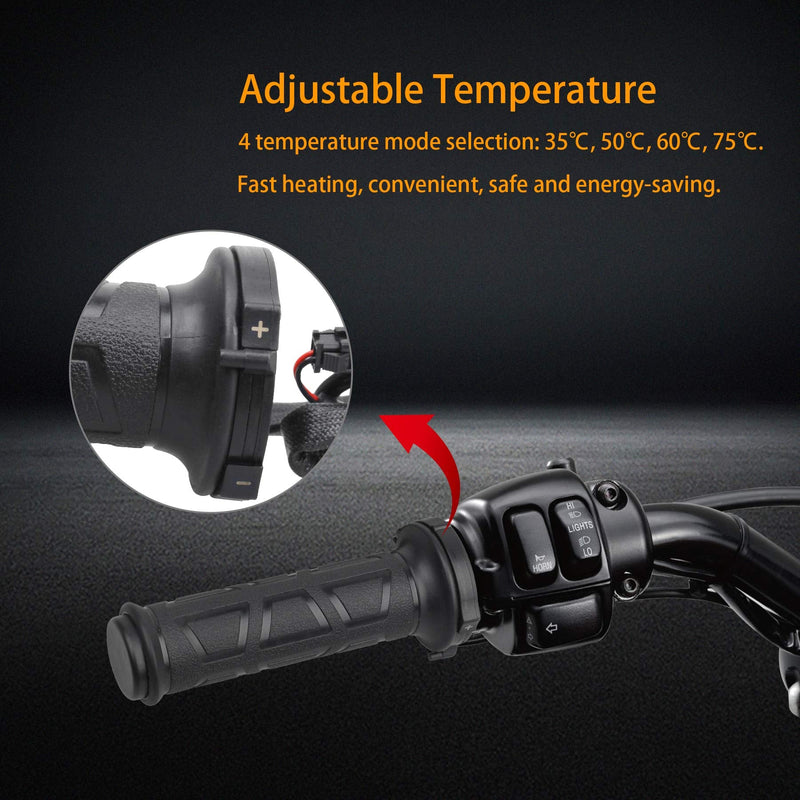 [AUSTRALIA] - NTHREEAUTO Universal 7/8'' Heated Grips Motorcycle Handlebar Grip Compatible with Harley Honda Kawasaki Yamaha Dirt Bike ATV 