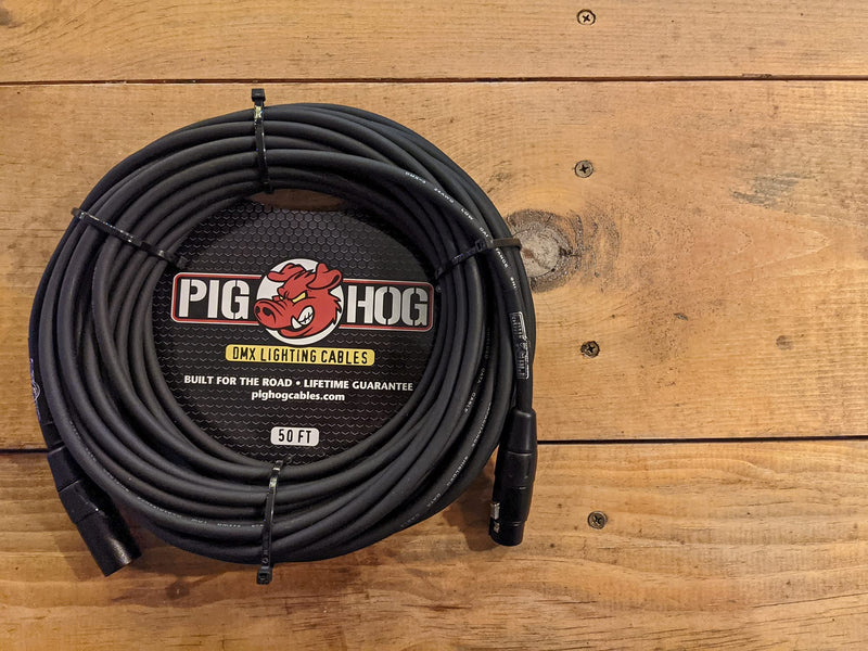 Pig Hog PHDMX50 3-Pin DMX Lighting Cable, 50 Feet 50 ft